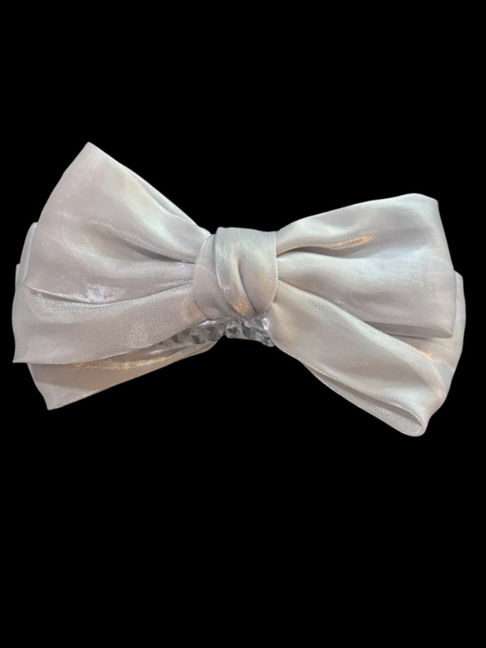 Silver Silky Bow Claw Clip NWOT